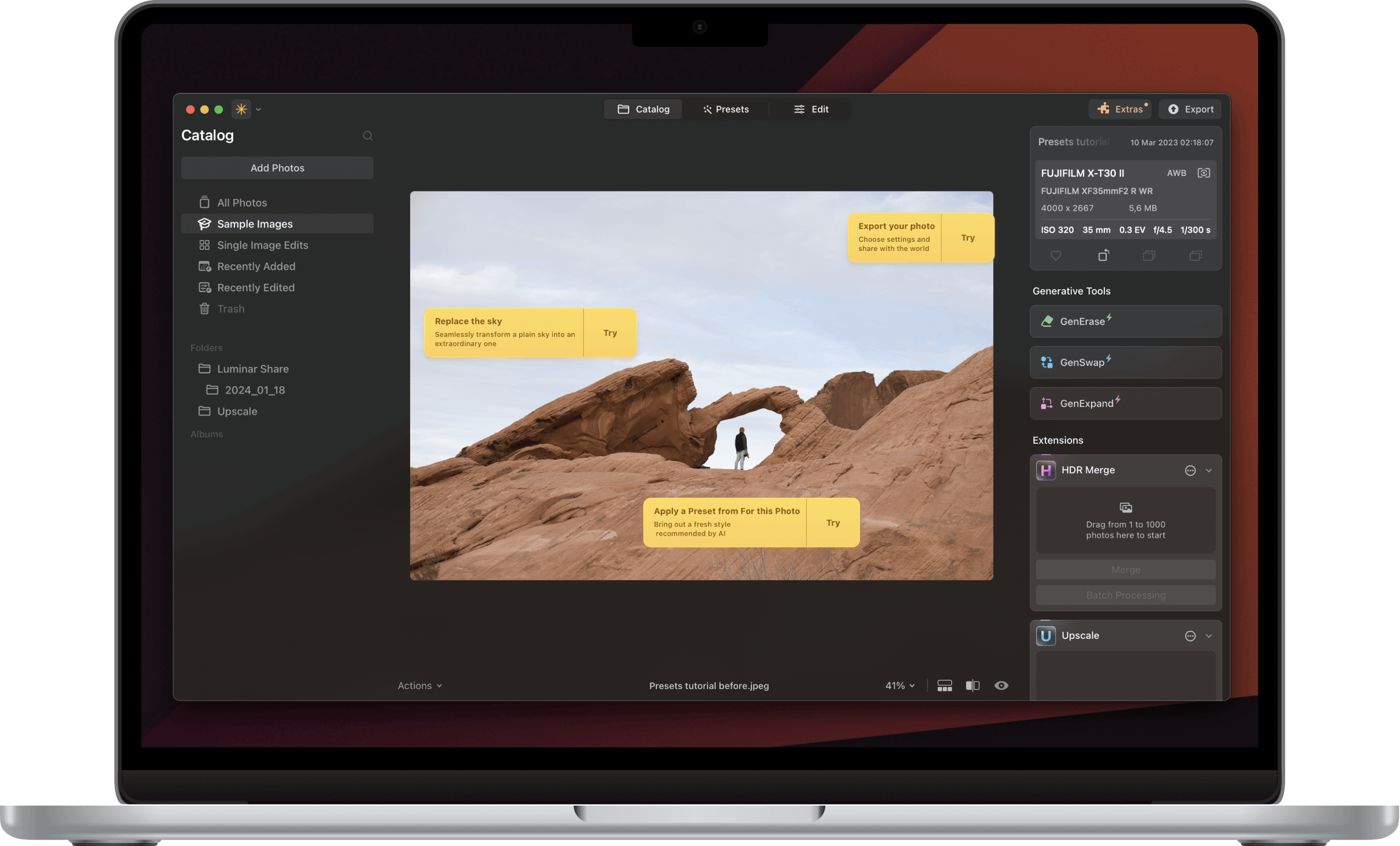 Screenshot von macOS-Bearbeitungsoptionen | LuminarNeo.de