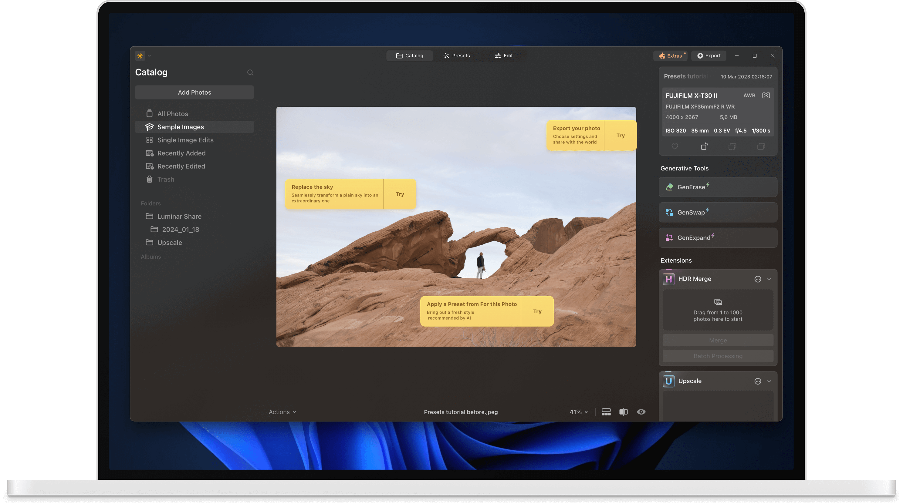 Laptop-Ansicht mit Luminar Neo-Software | LuminarNeo.de
