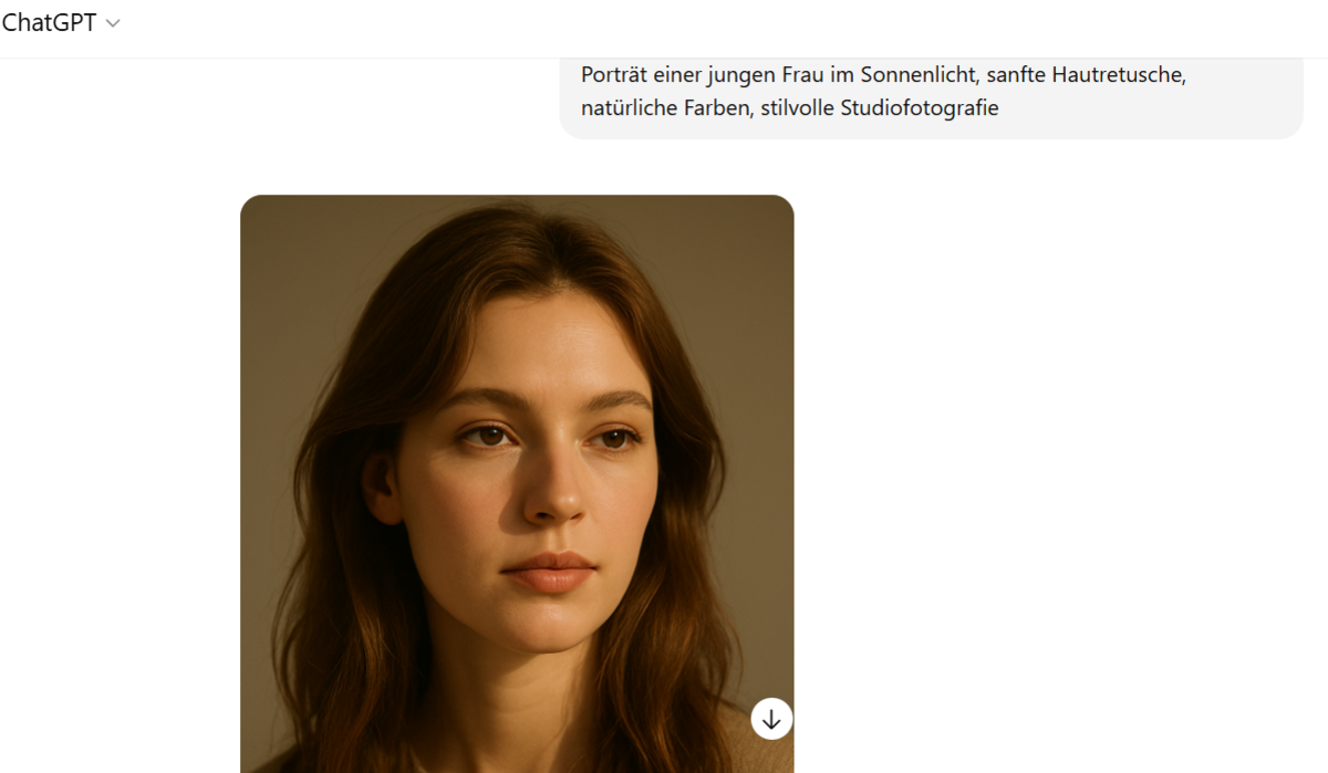 Porträt einer Frau, Hautretusche, natürliche Farben im GPT-Chat | Luminar Neo Blog