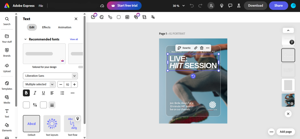 Bearbeiten von Text in Adobe Express | Luminar Neo Blog 