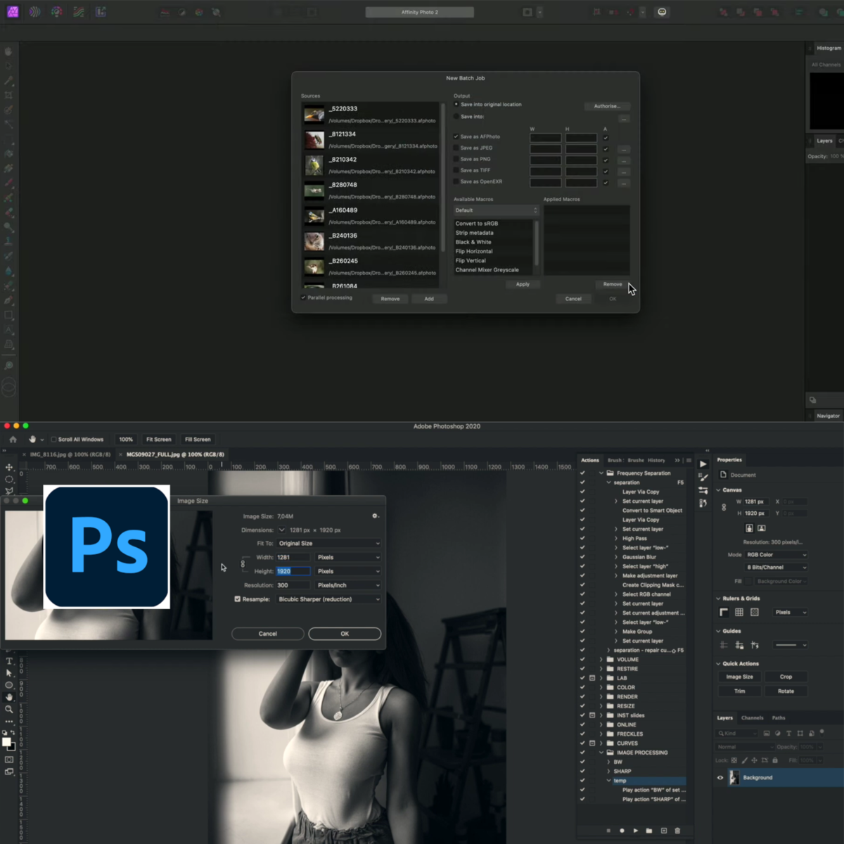 Stapelverarbeitung in Affinity Photoshop | Luminar Neo Blog 