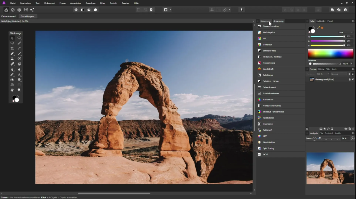 Schnittstelle Affinity Photo | Luminar Neo Blog