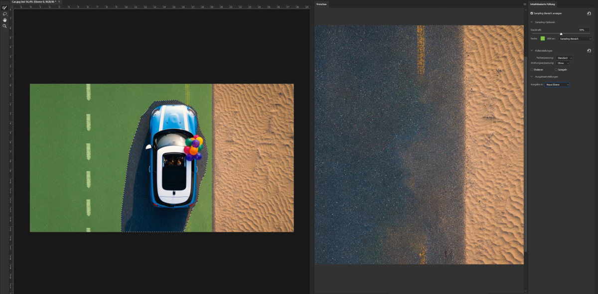 Spiegeln mit dem „Inhaltsbasierten Füllen“-Werkzeug in Photoshop | Luminar Neo Blog