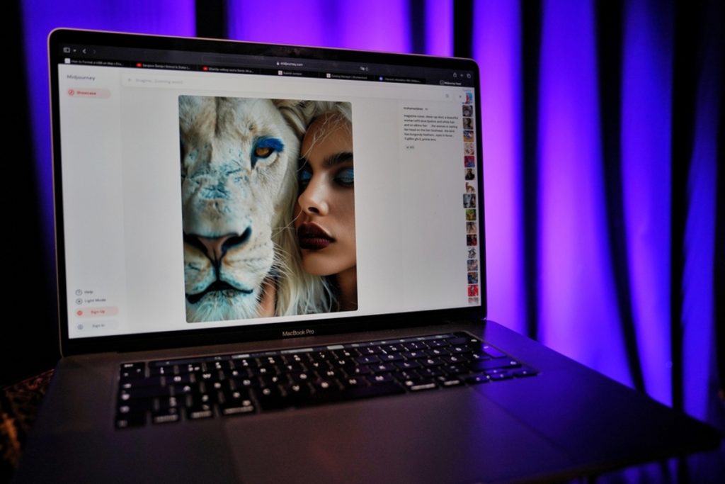 Mädchen mit Löwe, erstellt in Midjourney | Luminar Neo Blog