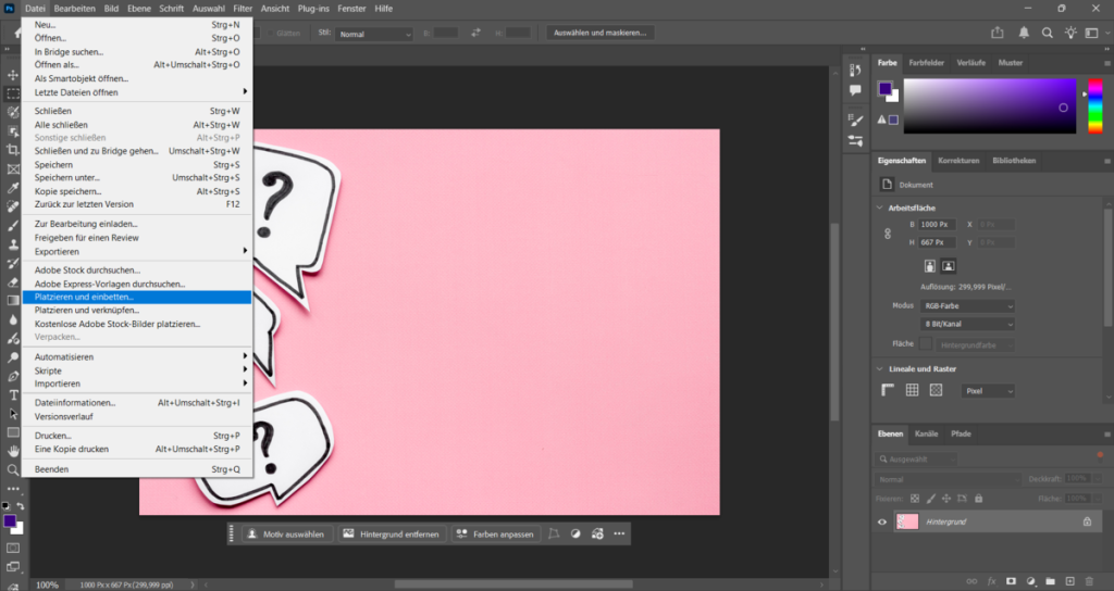 Datei Platzieren in Photoshop | Luminar Neo Blog
