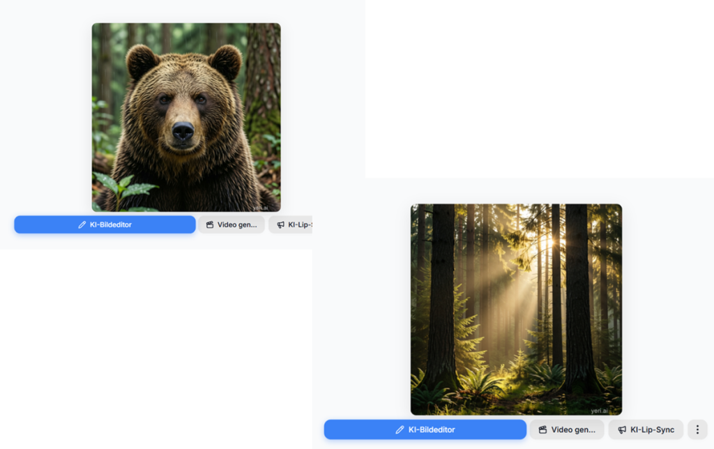 Bär im Wald neben Lichtstrahlen erstellt in KI | Luminar Neo Blog