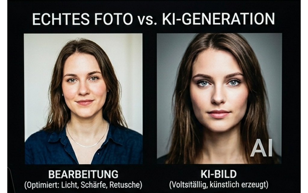 Vergleich eines bearbeiteten Fotos mit einem KI-generierten Foto | Luminar Neo Blog