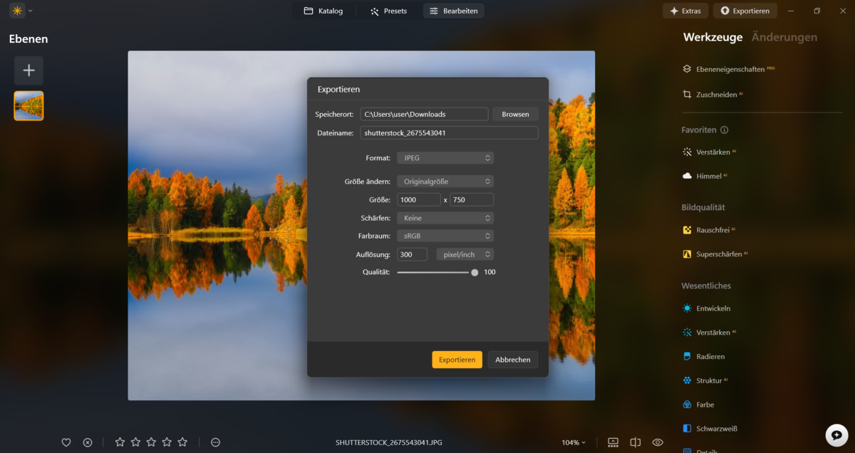Speichern eines Bildes in Luminar Neo | Luminar Neo Blog