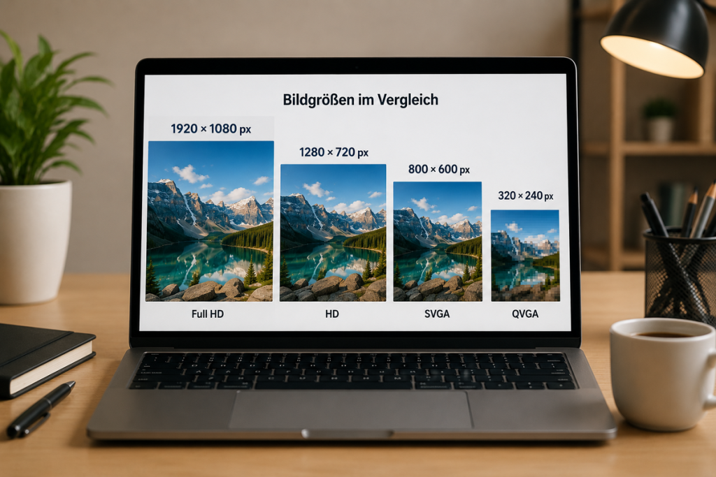 Laptop zeigt Fotos für Web, Druck und soziale Medien | Luminar Neo Blog