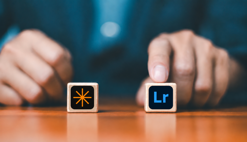 Luminar- und Lightroom-Logos auf Würfeln | Luminar Blog